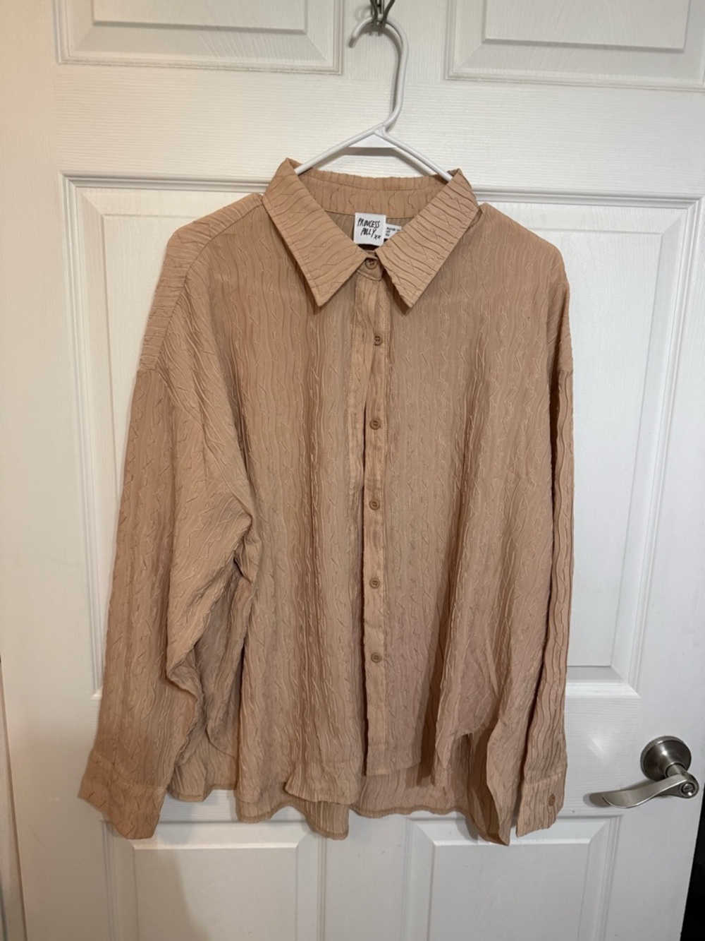 Tan Textured Button-Up Shirt